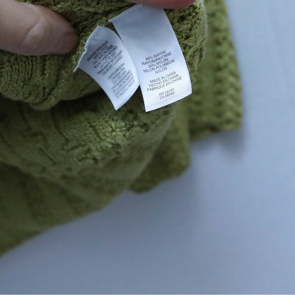 NWT Jones NY Cardigan Cable Knit Salad Green 3X sweater plus long sleeve - Picture 7 of 8